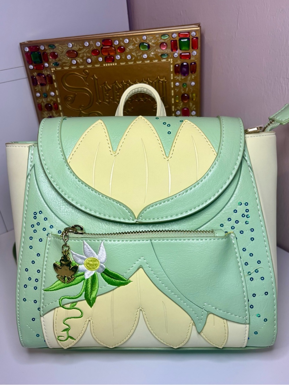 Loungefly Mint & Cream Floral Applique Backpack